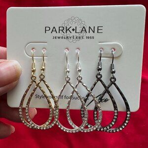Park Lane Oui earrings NEW! 3 pair silver gold hematite with micro crystals